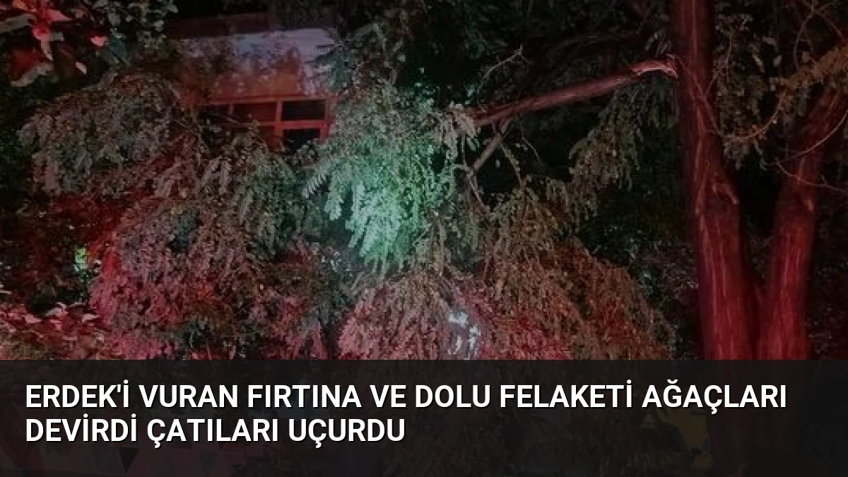 Erdek’i Vuran Fırtına ve Dolu Felaketi Ağaçları Devirdi Çatıları Uçurdu